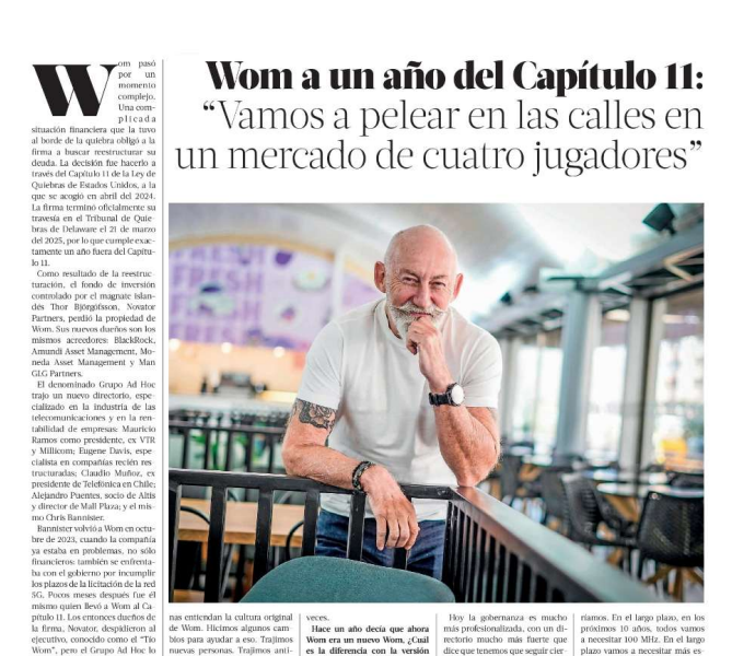 Entrevista Chris Bannister en La Tercera, marzo de 2026